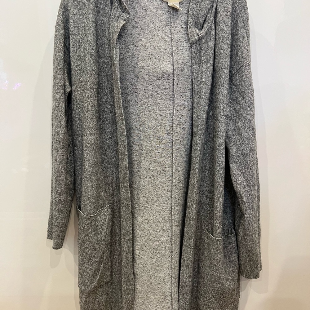 Gray Women's Long Hooded Sweater